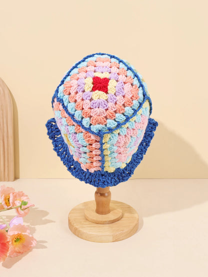 Women Flower Wool Hollow Knitted Fisherman Hat