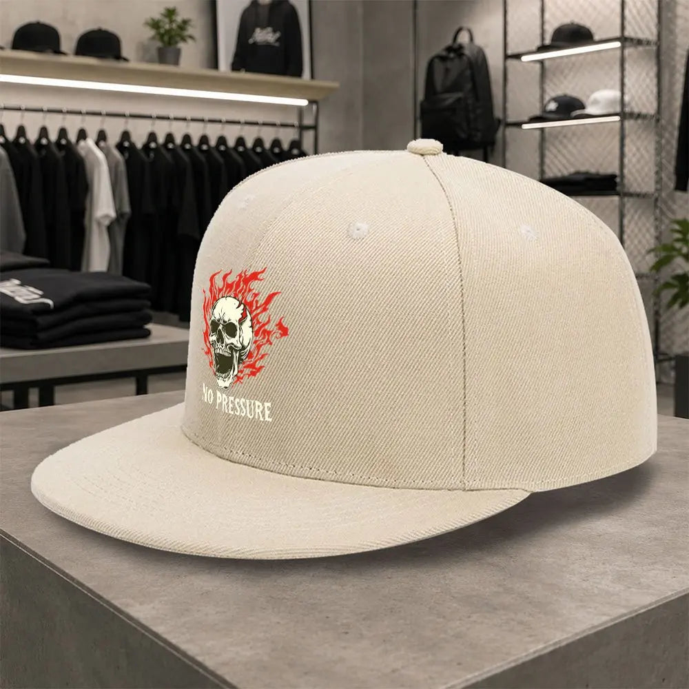 New Flame Skull Unisex All Match Flat Brim Cap