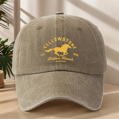 Yellowstone Horse Print Baseball Cap, Classic Retro Duckbill Cap, Comfortable Sweat Absorbing Breathable Cap, Outdoor Casual Sports