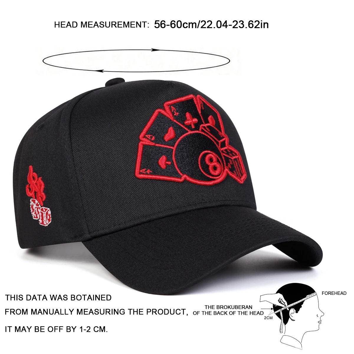 Unisex Poker Embroidery Baseball Caps Spring And Autumn Outdoor