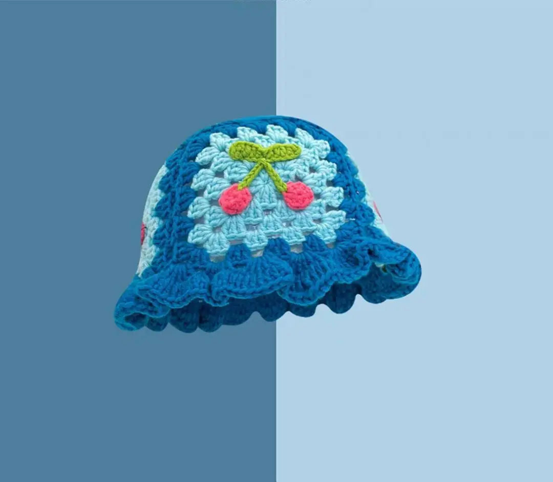 Women's Cherry Floral Crochet Bucket Hat
