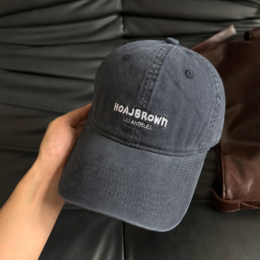 Korean Style Washed Baseball Cap With Letters