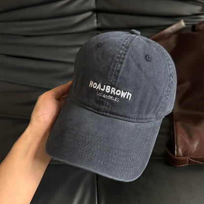 Korean Style Washed Baseball Cap With Letters