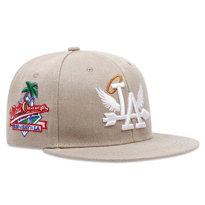 LA Wings Embroidered Flat Brim Mesh Snapback Cap