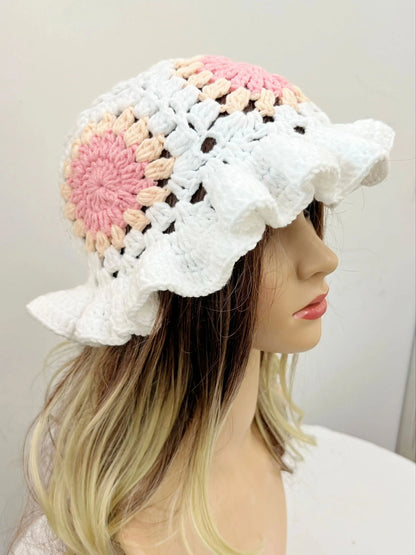 Ruffled Sunflower Crochet Bucket Hat