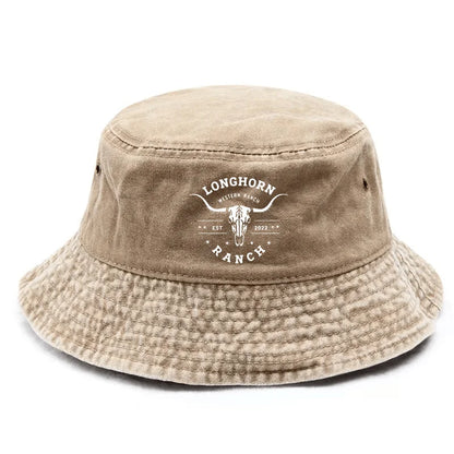 Longhorn Skull Print Vintage Bucket Hat
