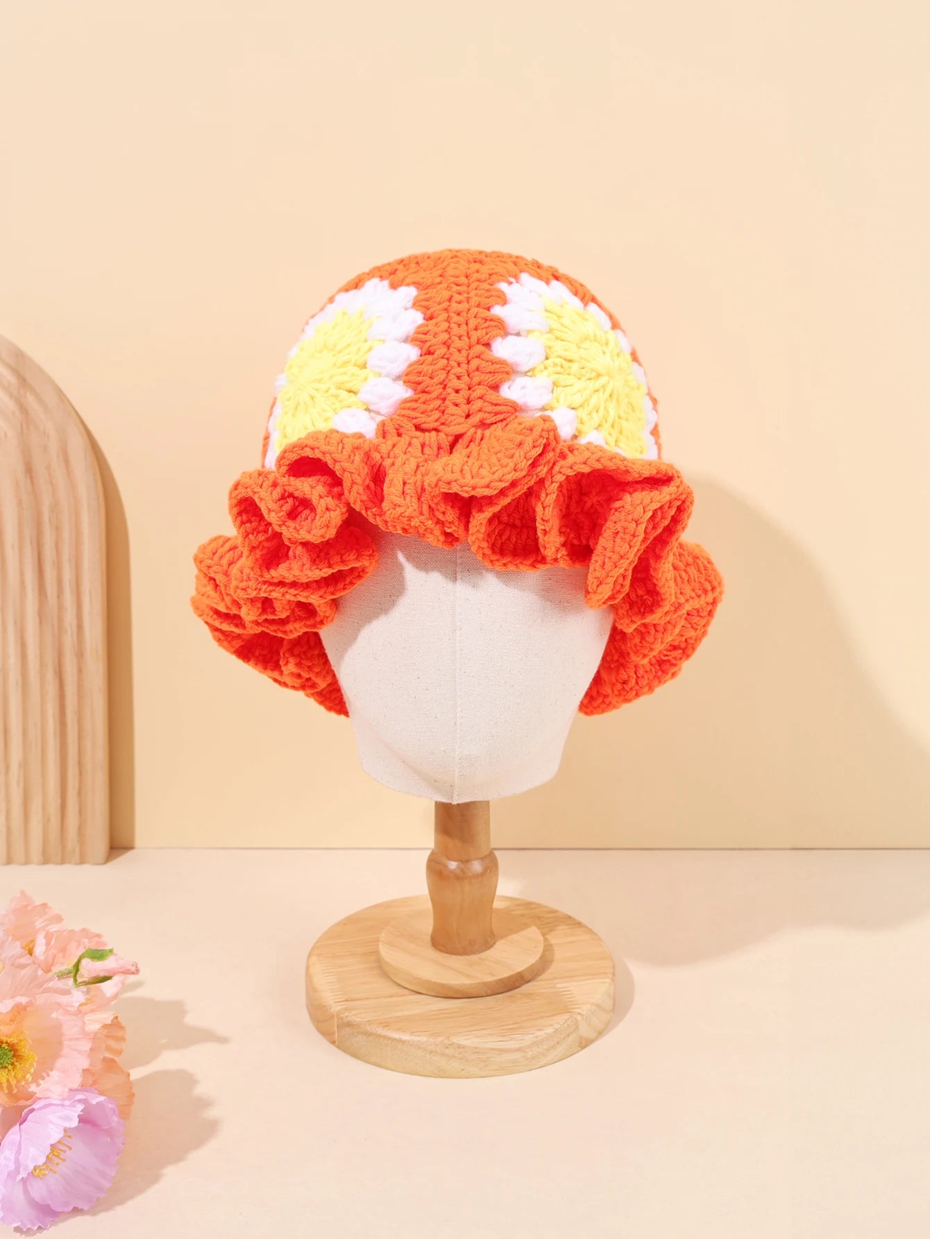 Vintage Floral Crochet Bucket Hat
