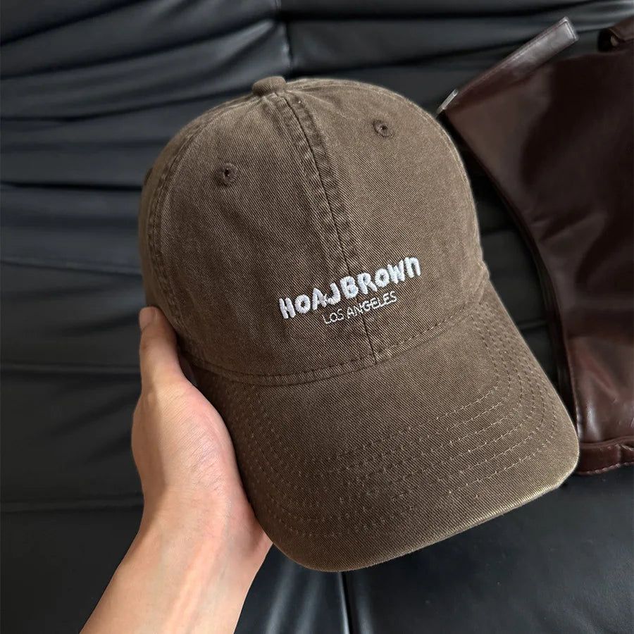 Korean Style Washed Baseball Cap With Letters