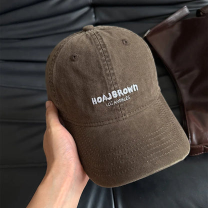 Korean Style Washed Baseball Cap With Letters