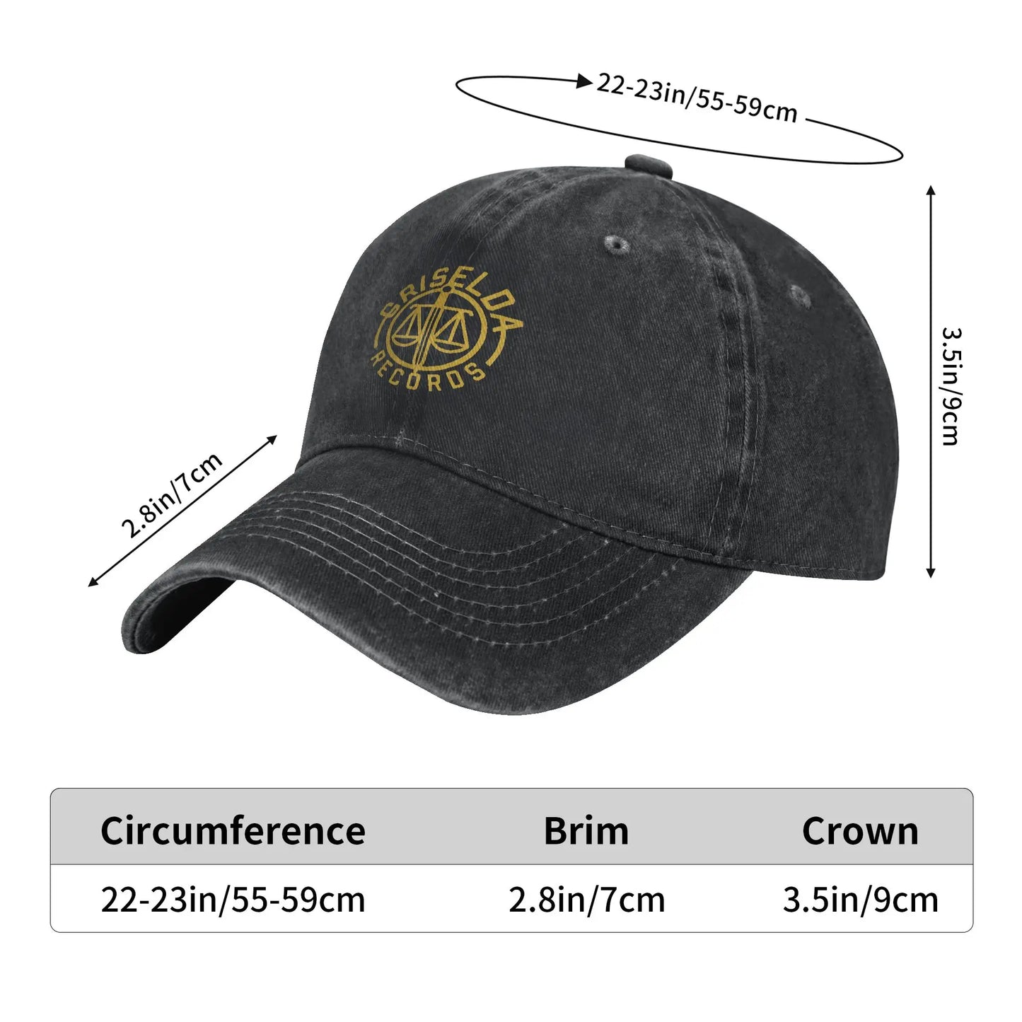 Griselda Travel Trips Denim Baseball Cap