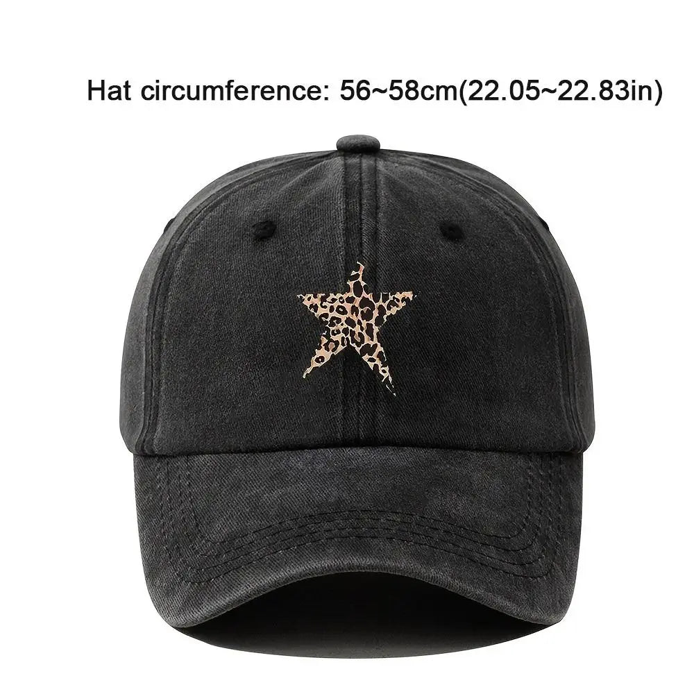 Distressed Leopard Star Print Baseball Cap