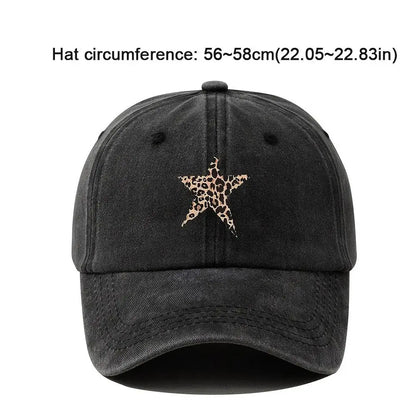Distressed Leopard Star Print Baseball Cap