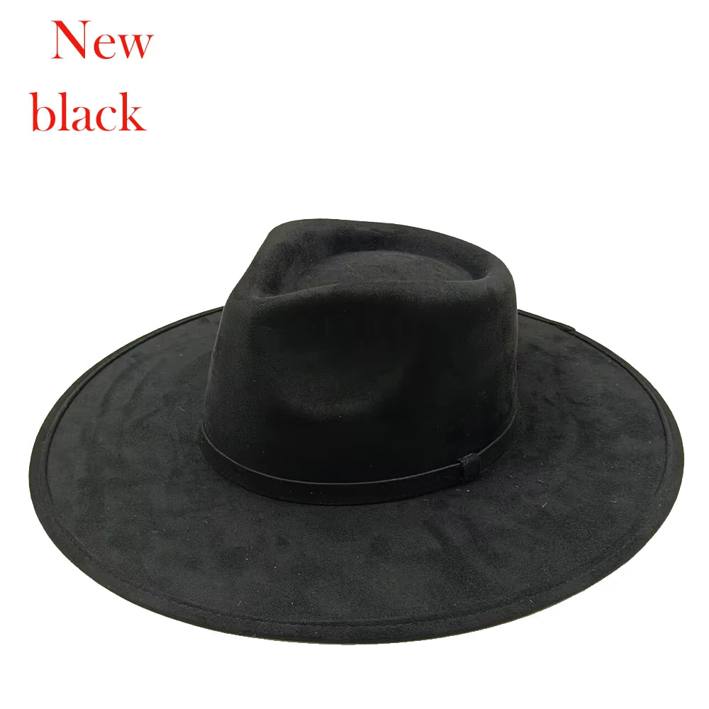 Suede Fedora Painting Felt Hats For Men And Women, Hand Sewn Fedora Adjustable Fall Winter Fashion Party Hats And Gifts Size 56-58CM