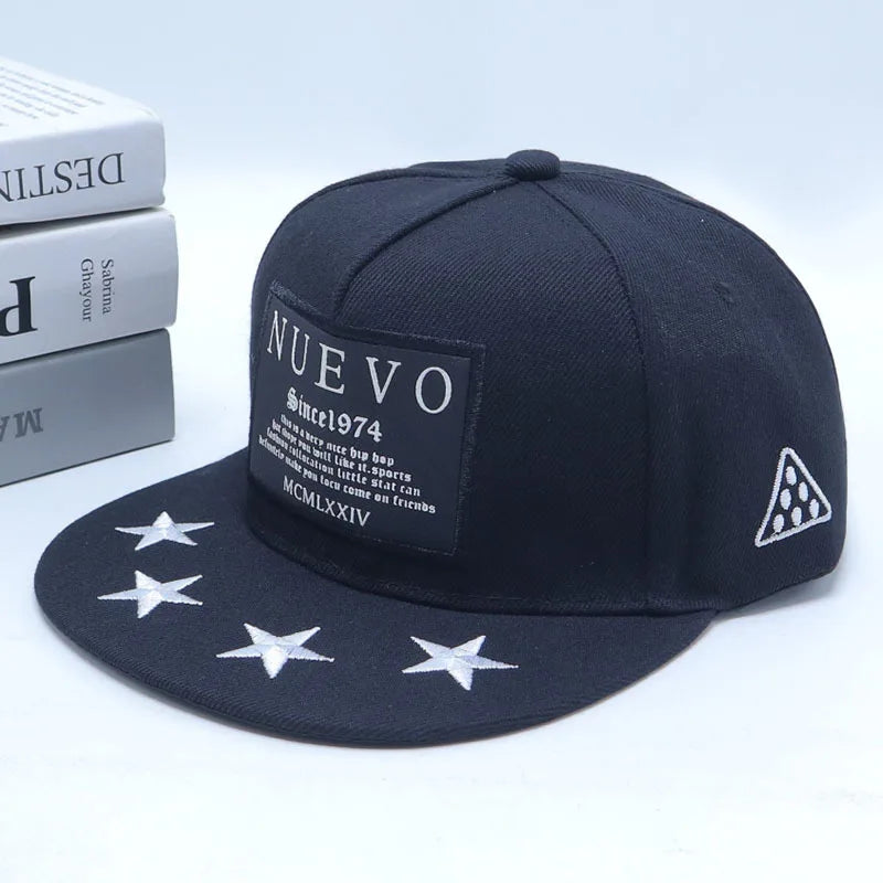 Embroidered Cotton Flat Brim Hip-Hop Snapback Cap