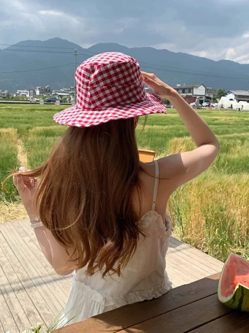 Black Dot Bucket Hats Women Versatile Sweet