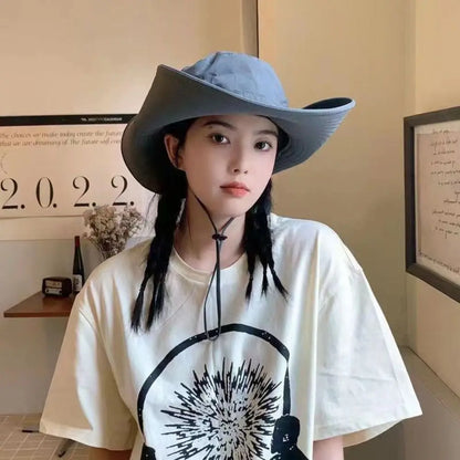 12cm Wide Brim Waterproof UV Protection Bucket Hat