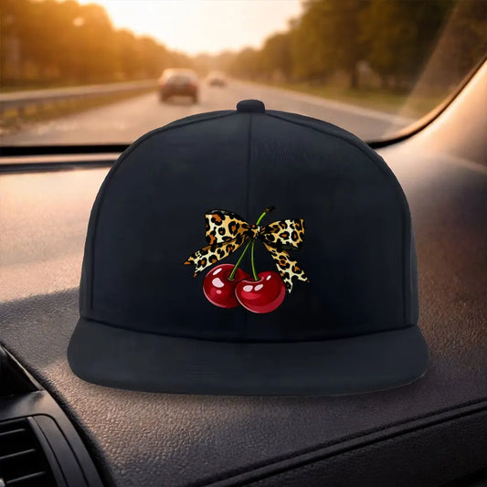 Leopard Bow Cherry Snapback Cap Hat