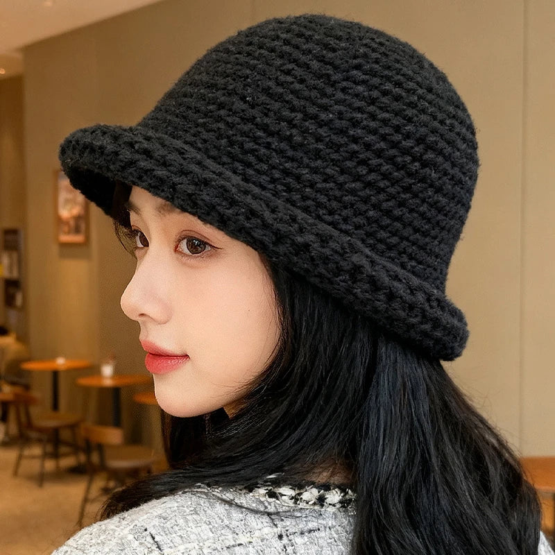 Unisex Solid Color Knitted Fisherman Bucket Hat