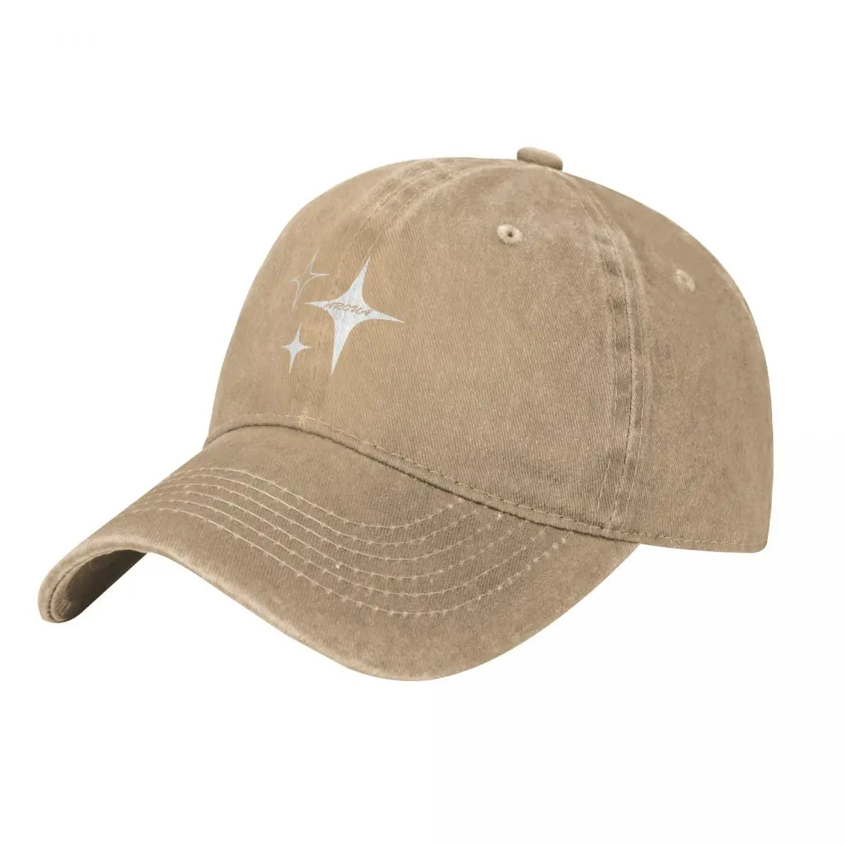 White Star Print Denim Baseball Cap