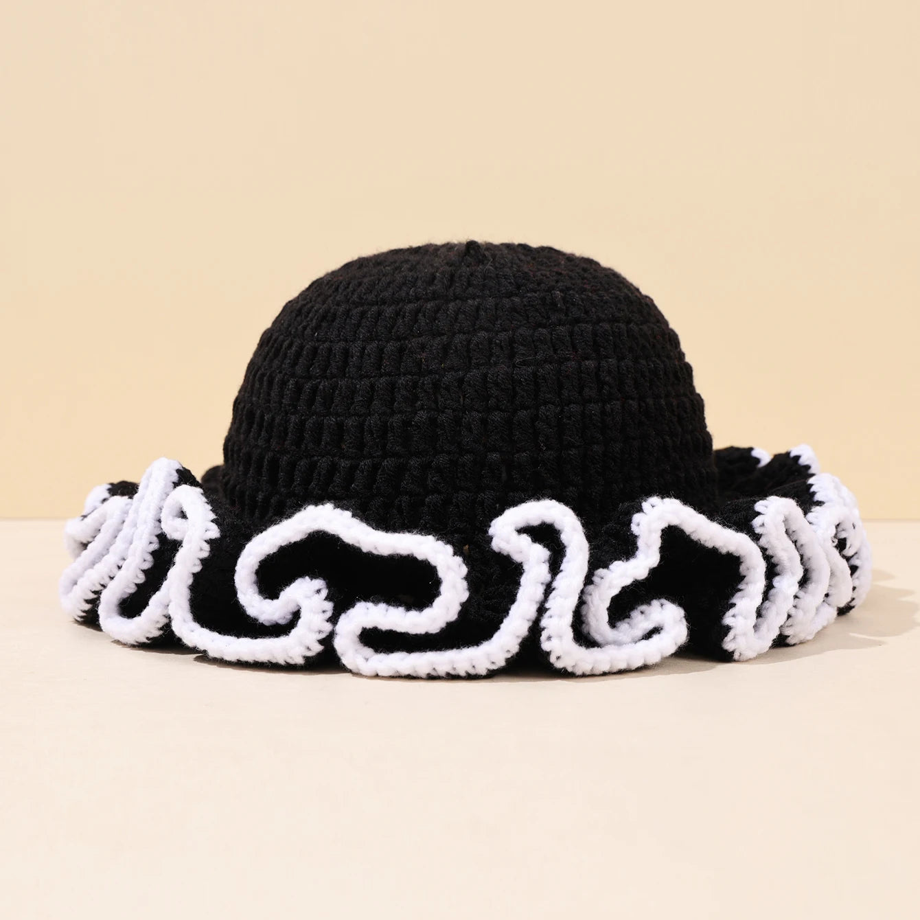 Women Multi Color Crochet Ruffle Fisherman Hat